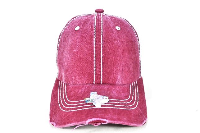 TS-007 PIGMENT VINTAGE THICK STITCH MESH CAP BURGUNDY/WHITE